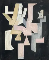 Untitled (Geometric Figures) by Leonard Alberts, oil on canvas, sold May 2023