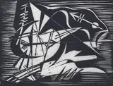 Composition X - Dynamic Rhythm by Werner Drewes, 1934, woodcut, sold May 2023
