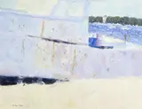 Beached Boat by Ralph Della-Volpe, oil on canvas, sold Jun 2023