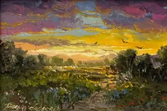 Sunset by Thomas A. Dedecker, 2023, oil on panel, sold Jun 2023
