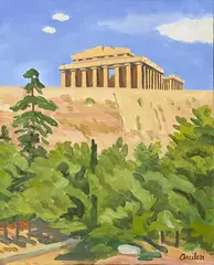 The Parthenon by Vincent Arcilesi, 2014, oil on canvas, sold Jun 2023