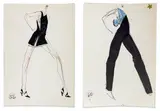 12 Illustrations for Geoffrey Beene by Joe Eula, mixed media (pencil and ink) on illustration card stock, sold Jun 2023