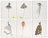 10 Illustrations for Geoffrey Beene by Joe Eula, 1990-95, ink, watercolor, graphite, and colored pencil on paper, sold Jun 2023