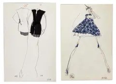 11 Illustrations for Geoffrey Beene by Joe Eula, mixed media (pencil, ink) on illustration card stock, sold Jun 2023