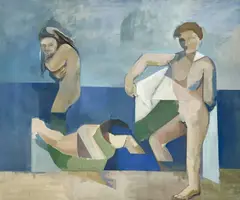 Untitled (Bathers) by Leonard Alberts, oil on canvas, sold Sep 2023