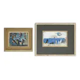 Untitled (Landscapes in Blue), Group of 2 by Alex Redein, gouache on paper, sold Sep 2023