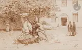Le Dressage by Willem de Famars Testas, 1884, Encre sepia, sold Jun 2022