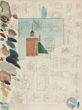Étude de monuments orientaux by Camille Paul Josso, Aquarelle et crayon, sold Jun 2022
