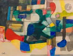 Composition by Maurice Estève, 1953, Aquarelle, sold Jun 2022