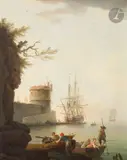 Pêcheurs au port by Jean-Baptiste Lallemand, Toile, sold Jun 2022