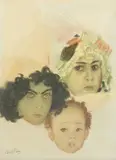 Rachel, Joseph et Benjamin by Abel Pann, Pastel, sold Dec 2009