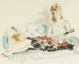 Femme à l'éventail by André Dignimont, Aquarelle, sold Dec 2009