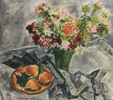 Oranges et bouquet de fleurs by André Dunoyer de Segonzac, Aquarelle, gouache et encre, sold Dec 2009