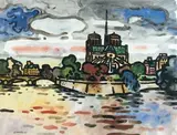 Paris, la Seine au chevet de Notre-Dame by Guy Charon, Aquarelle gouachée, sold Dec 2009