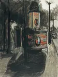 Le rendez-vous by Mario Tauzin, Gouache et encre sur papier marouflé sur toile, sold Dec 2009