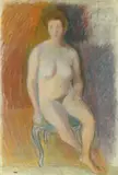 Nu assis by Mario Tauzin, Pastel sur deux feuilles, sold Dec 2009