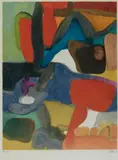 Rouge et bleu by Maurice Estève, 1963, Lithographie en couleurs, sold Dec 2009
