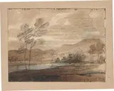 Paysage by Gerbrand van den Eeckhout, Pierre noire, lavis, aquarelle, sold Jun 2009