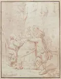 Enfant jouant by Johann Eleazar Zeissig, Pierre noire, sanguine, sold Jun 2009