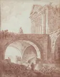 Pont monumental by Hubert Robert, Sanguine, sold Jun 2009