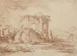 Temple de Vénus à Baïea by Hubert Robert, 1760, Sanguine signée : « Roberti » à gauche, sold Jun 2009