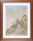 Chasseurs alpins au repos by Pierre Comba, Aquarelle signée en bas à gauche A vue, sold Mar 2022