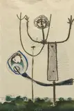 Couple à l'enfant by Manfredo Borsi, 1955, Technique mixte, pastel, aquarelle, fusain, et mine de plomb, sold Mar 2022