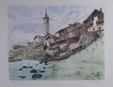 L'Isère à Tignes by Joanny Drevet, Aquatinte couleur, sold Dec 2021