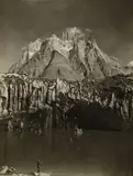 Glacier Baltoro - Lac Morainique (Himalaya Karakoran) by Vittorio Sella, Tirage argentique collé sur carton, portant le cachet à sec du photographe en bas à droite, sold Dec 2021