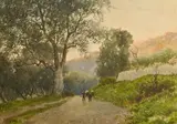 Paysage méridional animé d'un paysan et son âne sur un chemin by Philibert Florence, Aquarelle signée en bas à gauche, sold Dec 2021