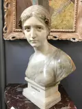 Primavera by Guisseppe Bessi, Marbre blanc sculpté, gravé et peint Socle quadrangulaire, sold Dec 2021