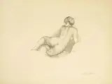 Femme nue de dos, demi redressée, Dina by Aristide Maillol, Lithographie sur vélin crème, éditée par les Peintres Graveurs (cachet sec), sold Nov 2018