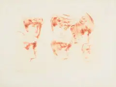 Madame et ses filles (études de têtes) by Paul César Helleu, Pointe sèche, impression en sanguine sur vélin, sold Nov 2018