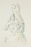 Maternité. Circa 1964 by Léonard-Tsuguharu Foujita, Lithographie en couleurs sur vélin, sold Nov 2018
