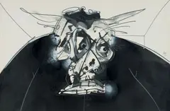 Visage by Antonio Saura Atarés, 1980, Encre, gouache et crayon, sold Oct 2018