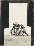 Femme assise by Antonio Saura Atarés, 1962, Encre, lavis et crayon, sold Oct 2018