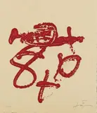 Grafisme vermell by Antoni Tàpies, 1994, Aquatinte en couleurs rouge, sold Oct 2018