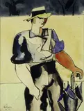 Homme au parapluie by Jean Hélion, 1943, Aquarelle et gouache sur papier, sold Nov 2010