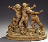 Le jeune Bacchus et trois amours à côté d'un panier de pampres by Albert-Ernest De Carrier-Belleuse, Terre cuite originale, sold Nov 2010