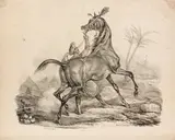 [Pégase ; Mamelouck et son cheval ; Cheval broutant les feuilles d'un arbre]. Vers 1820 by Carle Vernet, Lithographie, sold Oct 2010