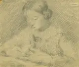 [Femme assise, yeux baissés]. Dessin à la mine de plomb sur vélin mince, [202 x 173] by Henri Martin, Lithographie, sold Oct 2010