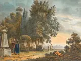 Les Jardins de la Villa Borghèse à Rome by Jacques-Henri Ii Sablet, Aquarelle Porte au dos à l'encre ancienne : « Desseins d'après nature de Monsieur Sablé, d, sold Jul 2010