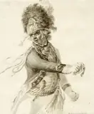 Officier de hussard chargeant by Dirk Lagendyck, Lavis gris sur trait de crayon noir, sold Jun 2010