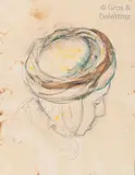 Étude d’une femme au turban by Nasreddine Dinet, Crayon et aquarelle, sold Jun 2018