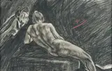 La messagère du diable by Félicien Rops, Crayon noir et pastel sur papier, sold Oct 2011
