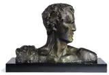Jeune homme de profil by Victor Demanet, Bronze à patine verte, sold Oct 2011