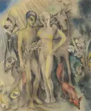 Jeune couple by Pam Rueter, Aquarelle, pastel, fusain, sold Oct 2011