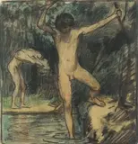 Les baigneurs by Ludwig von Hofmann, vers 1910, Pastel sur papier, sold Oct 2011