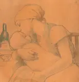 Le baiser by Armand Rassenfosse, 1919, Crayon et pastel sur papier, sold Jun 2011