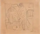 Etude by Ivan Puni, Crayon sur papier, sold Jun 2011